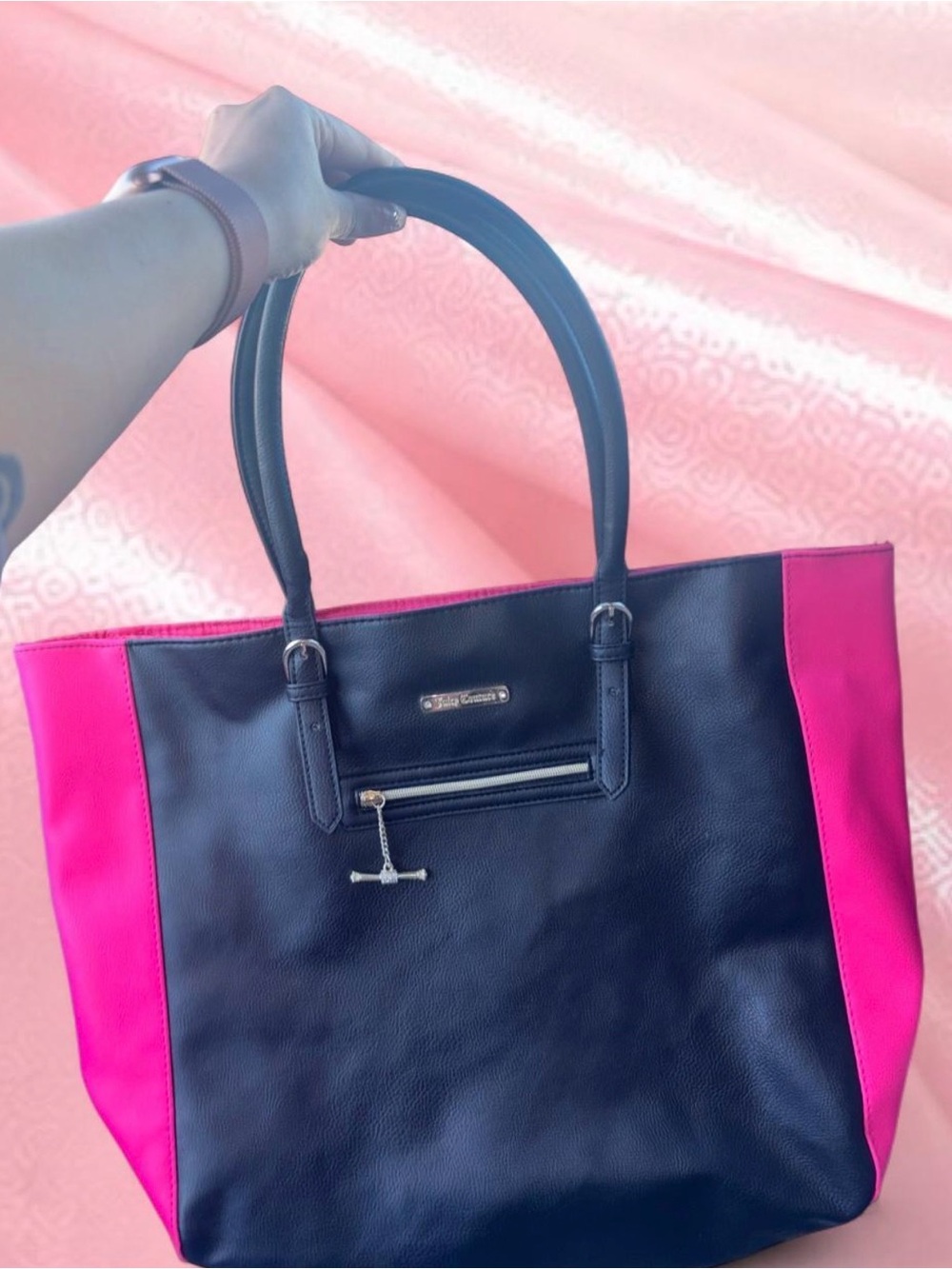 Juicy Couture Black and Hot Pink Tote Bag